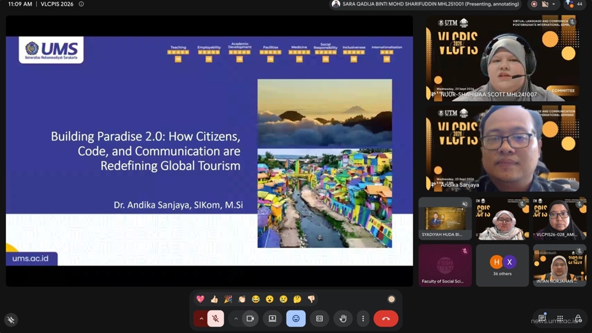 Dosen Komunikasi UMS Jadi Keynote Speaker VLCPIS 2026 UTM, Bahas Komunikasi Pariwisata Global1